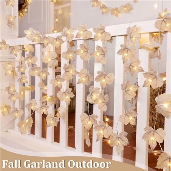6 Pack & 120 LED Lights, Fall Garland Fall Decorations for Home, Total 39Ft - Picture 2 of 7